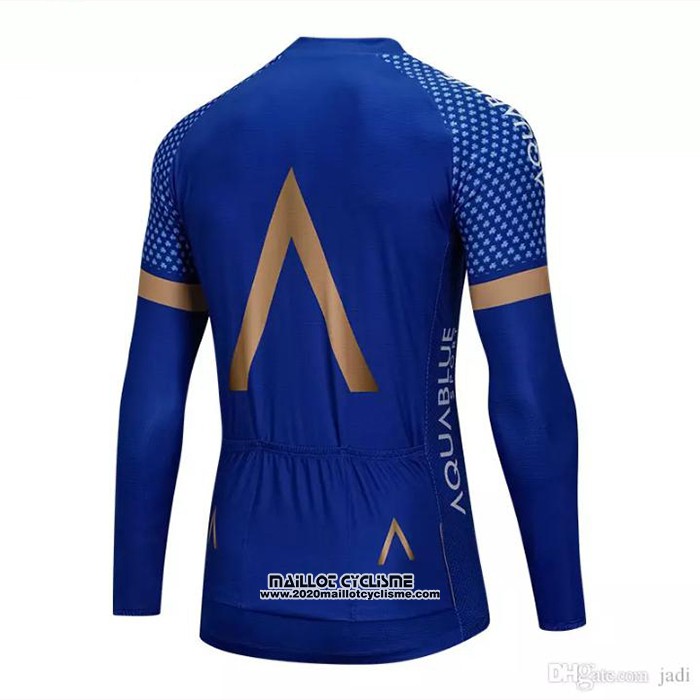 2018 Maillot Ciclismo Aqua Bleue Sport Bleu Manches Longues et Cuissard